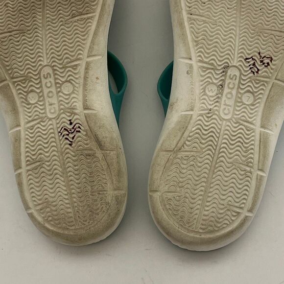 Crocs Women’s Aqua Teal Blue Slip On Swiftwater Strappy Slide Sandals Size 7 - Picture 8 of 11